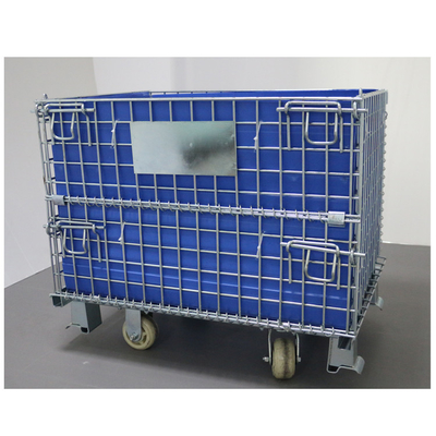 Susun Steel Wire Mesh Kontainer 50 * 50MM Blue PP Sheet Dengan Half Drop Gate