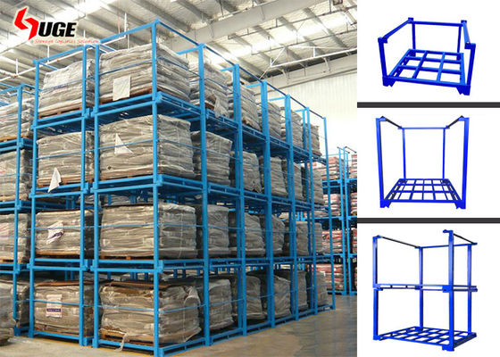 Rak Q235 Baja Tiga Lapisan Stackable Stillage / Rak Penyimpanan Kandang Kain