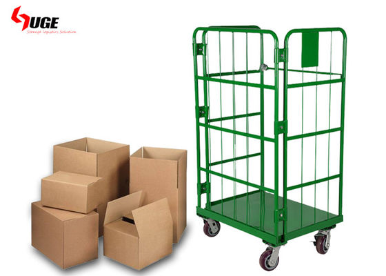 Hijau Bubuk Dilapisi Roll Cage Trolley Untuk Gudang Dan Penyimpanan Dingin